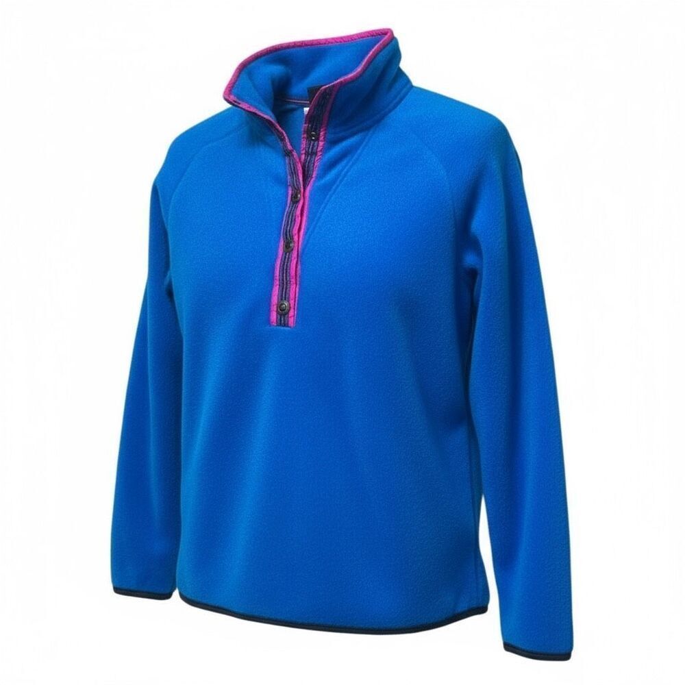 Vintage Helly Hansen Royal Blue Half Button Up Super Fleece Pullover Sweatshirt